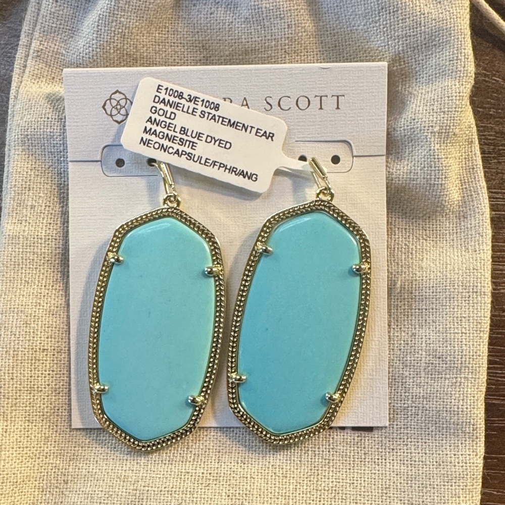 Kendra Scott Danielle Statement Earrings in Blue and Gold